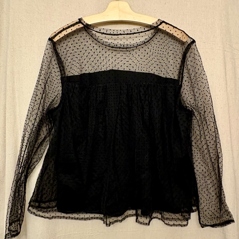 Black Swiss Dot Banana Republic Top Whimsygoth Business Goth